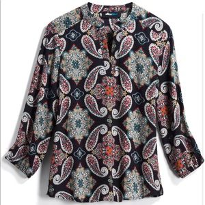 Stitch Fix Alice Blue Bourverie Split Neck Blouse